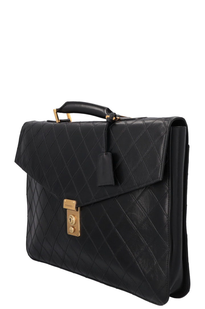 CHANEL Vintage Briefcase Leather Black