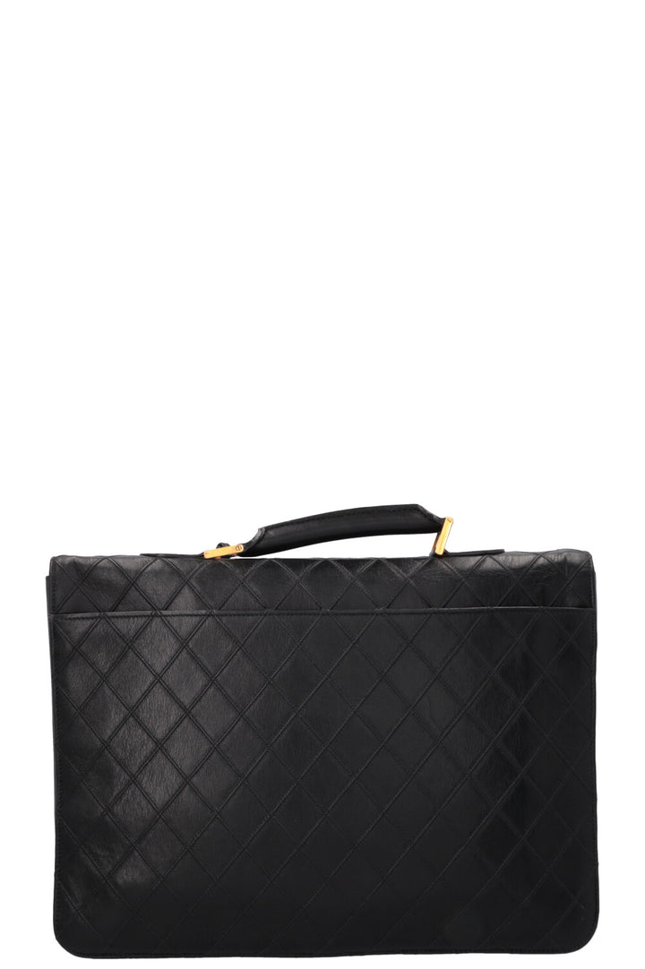 CHANEL Vintage Briefcase Leather Black