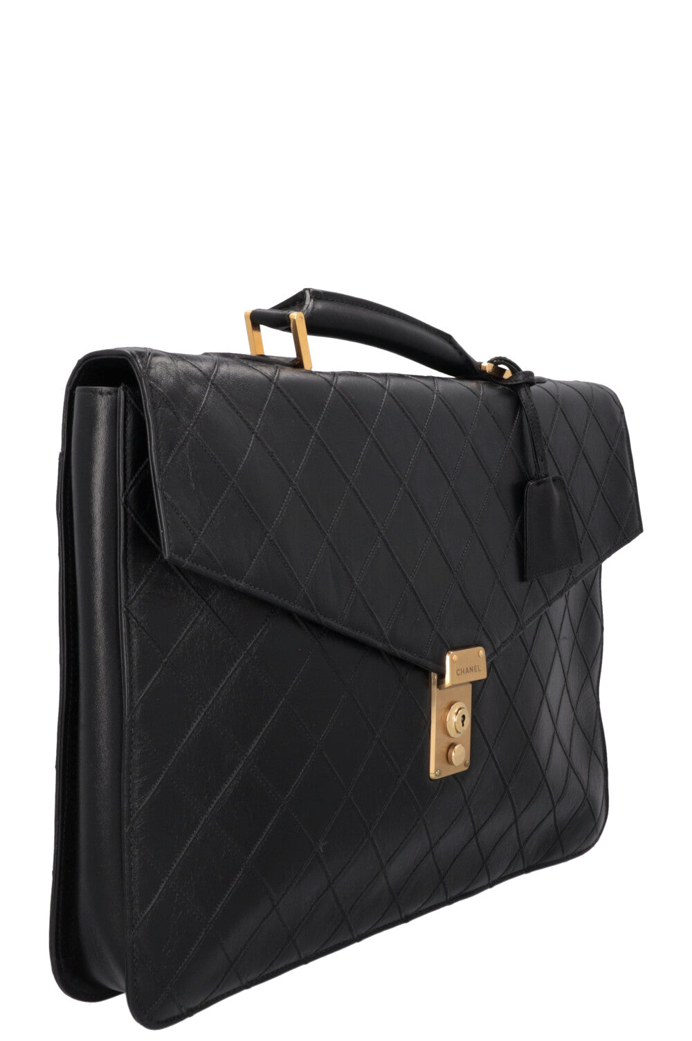 CHANEL Vintage Briefcase Leather Black