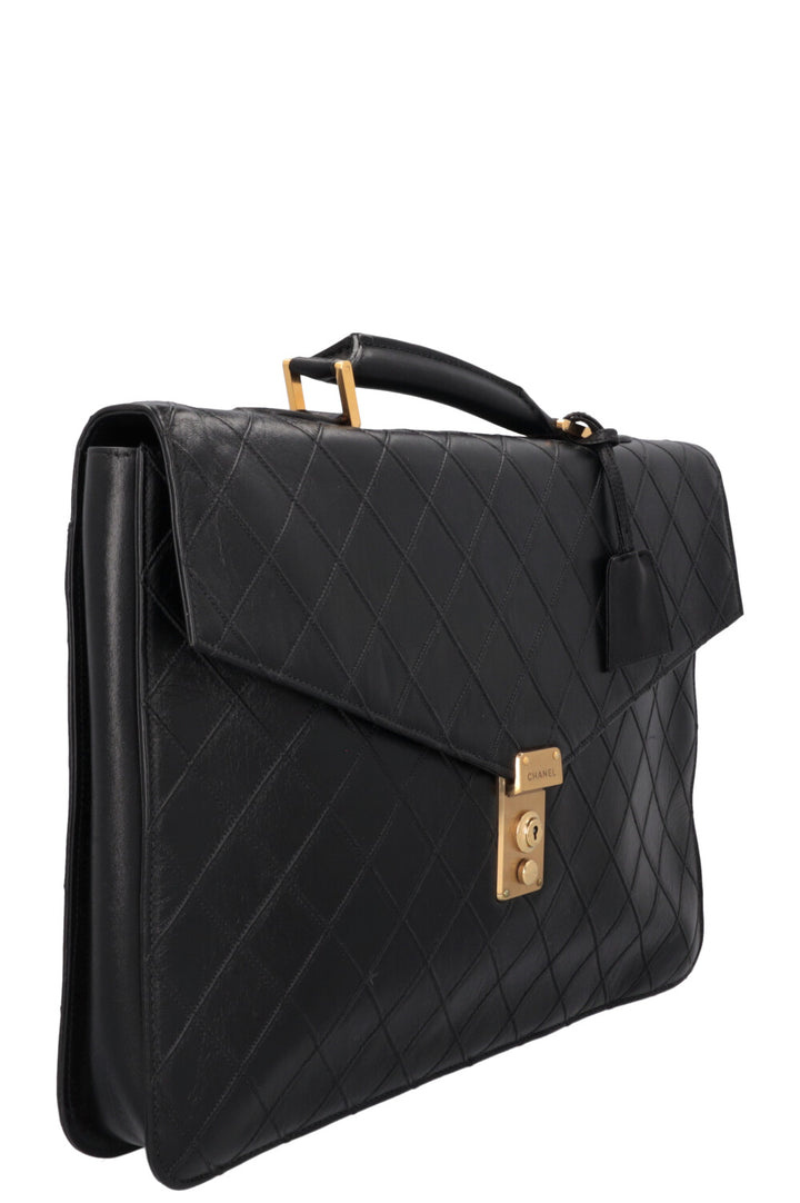 CHANEL Vintage Briefcase Leather Black