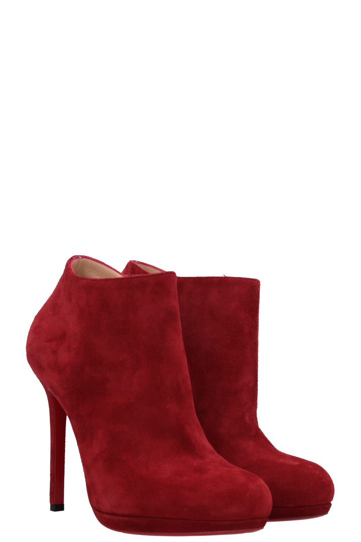 CHRISTIAN LOUBOUTIN Ankle Boots Suede Red