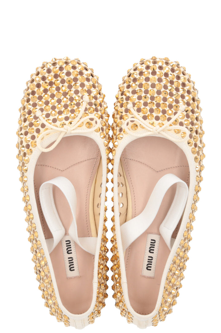 Ballerines MIUMIU en cuir clouté doré
