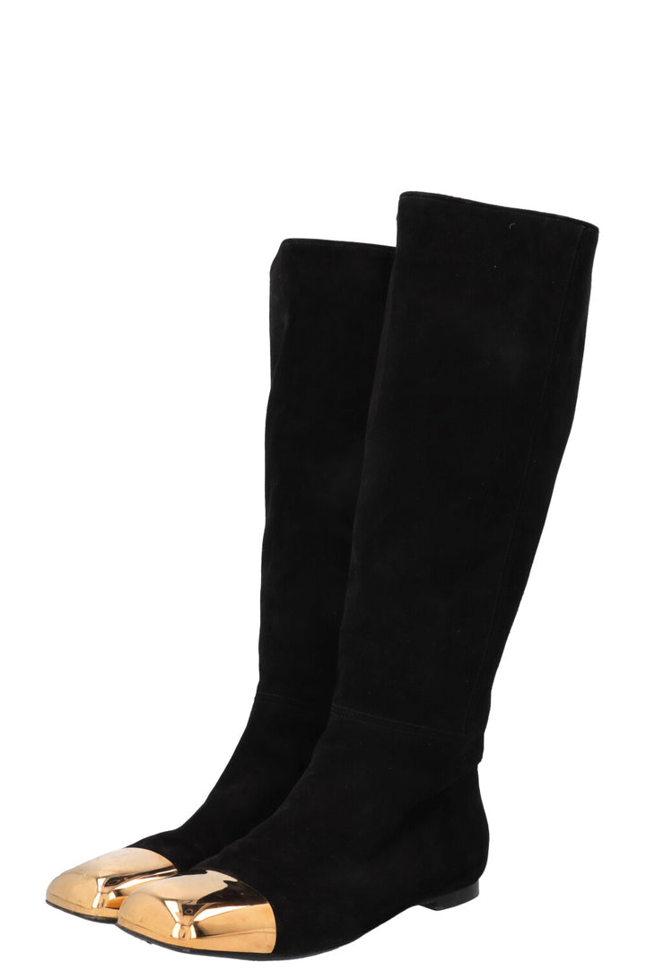 SAINT LAURENT Boots Suede Black Gold
