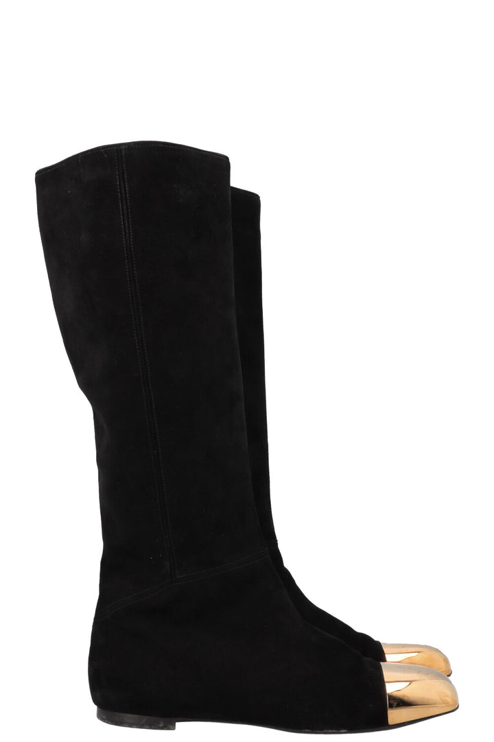 SAINT LAURENT Boots Suede Black Gold