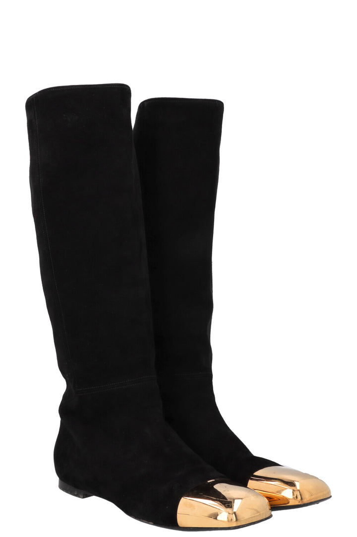 SAINT LAURENT Boots Suede Black Gold
