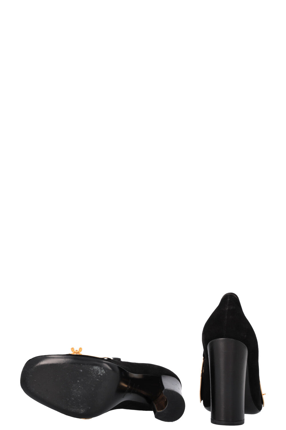 YSL Cardinal 105 Loafer Heels Suede Black Gold