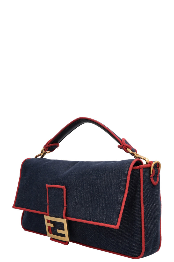 Grand sac bandoulière baguette FENDI Rouge denim