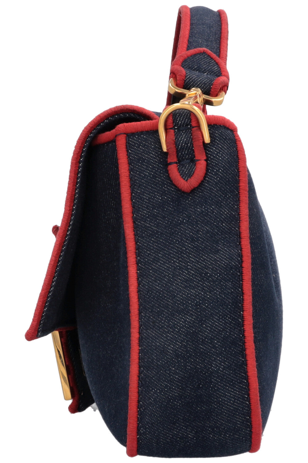 Grand sac bandoulière baguette FENDI Rouge denim