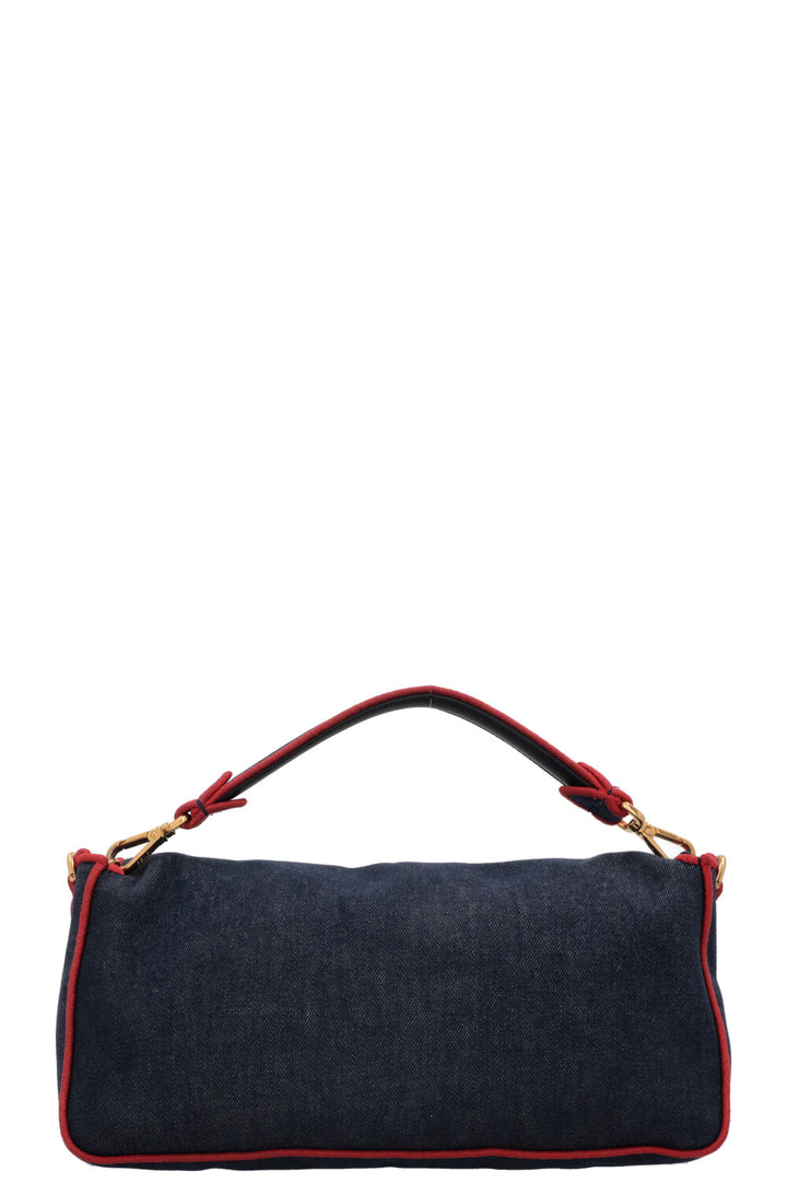 Grand sac bandoulière baguette FENDI Rouge denim