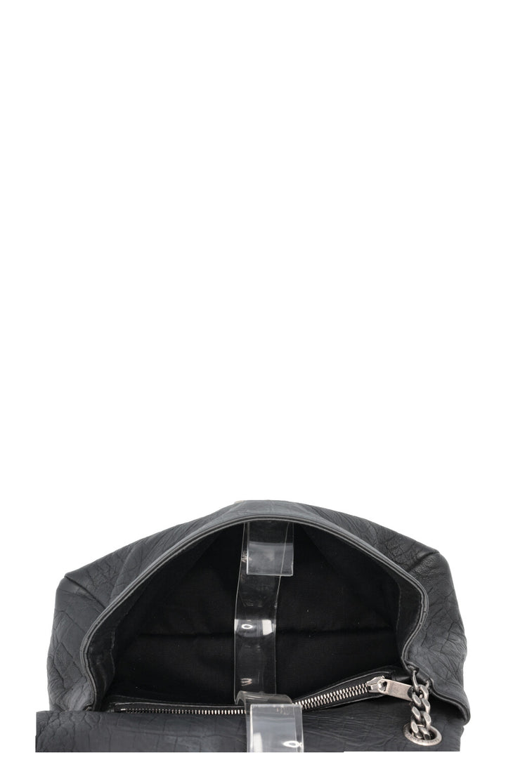 SAINT LAURENT Medium West Hollywood Shoulder Bag Croc Embossed Black