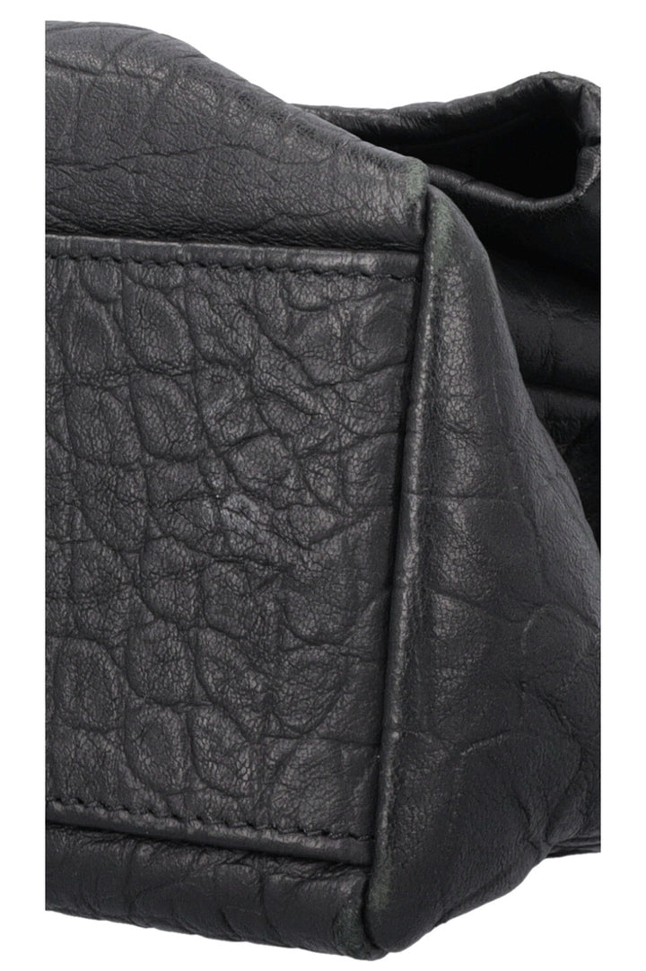 SAINT LAURENT Medium West Hollywood Shoulder Bag Croc Embossed Black