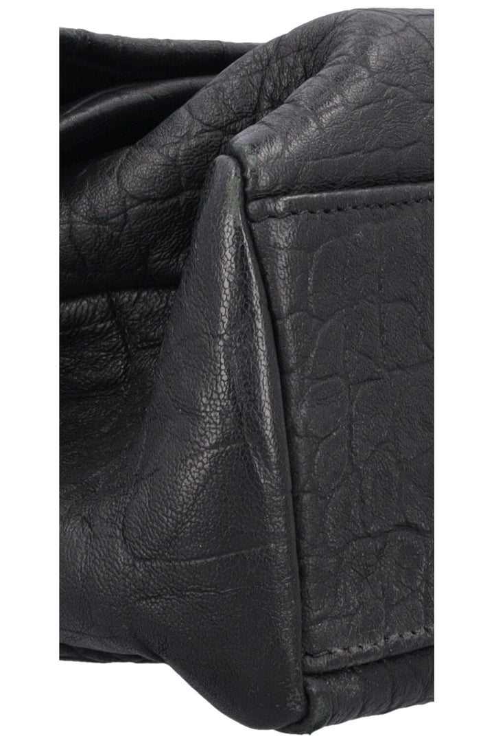SAINT LAURENT Medium West Hollywood Shoulder Bag Croc Embossed Black
