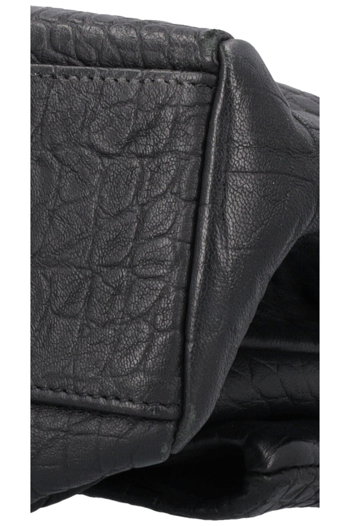 SAINT LAURENT Medium West Hollywood Shoulder Bag Croc Embossed Black