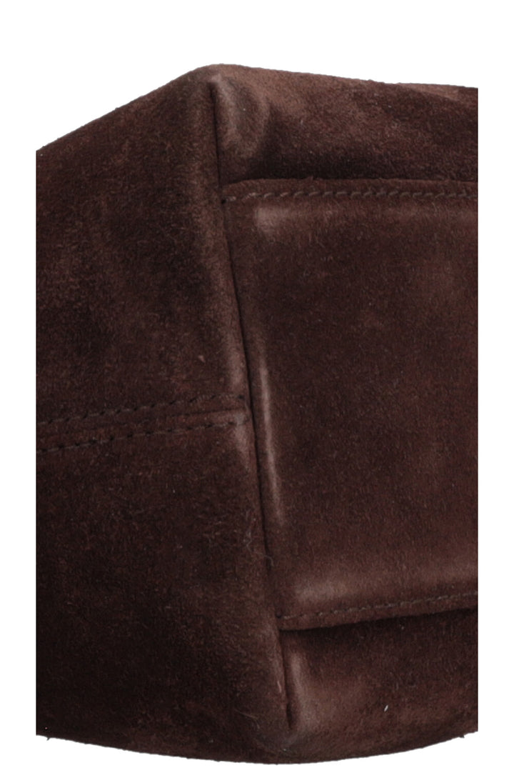 CHANEL Logo Tote Bag Suede Brown
