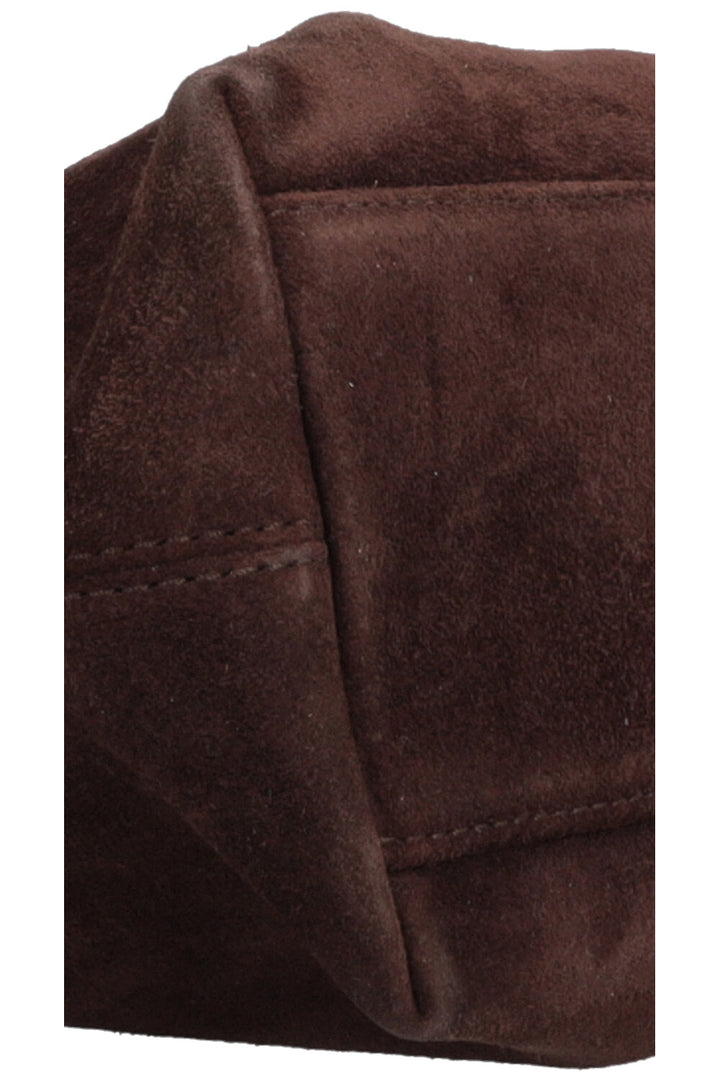 CHANEL Logo Tote Bag Suede Brown