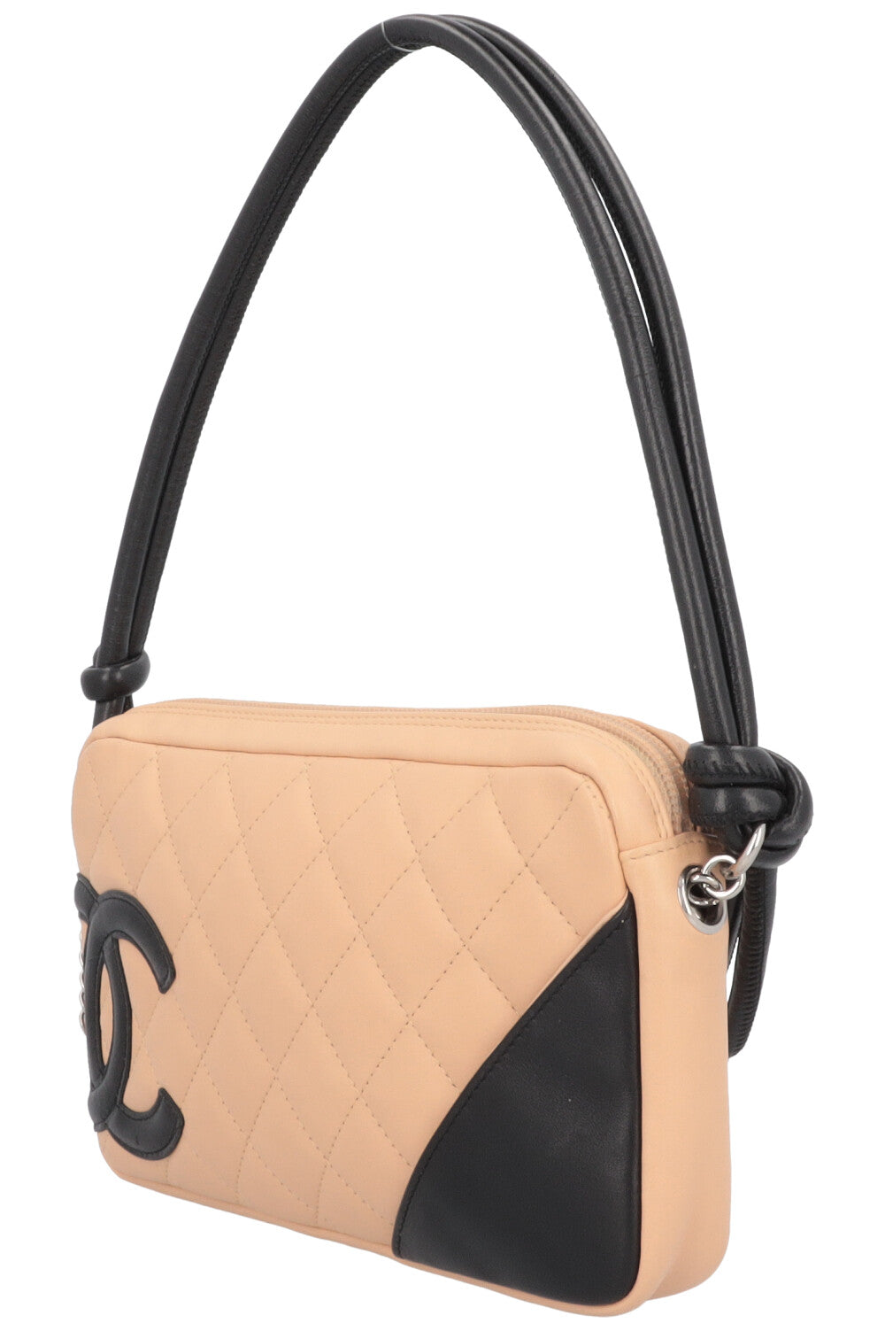CHANEL Cambon Pochette Quilted Leather Beige