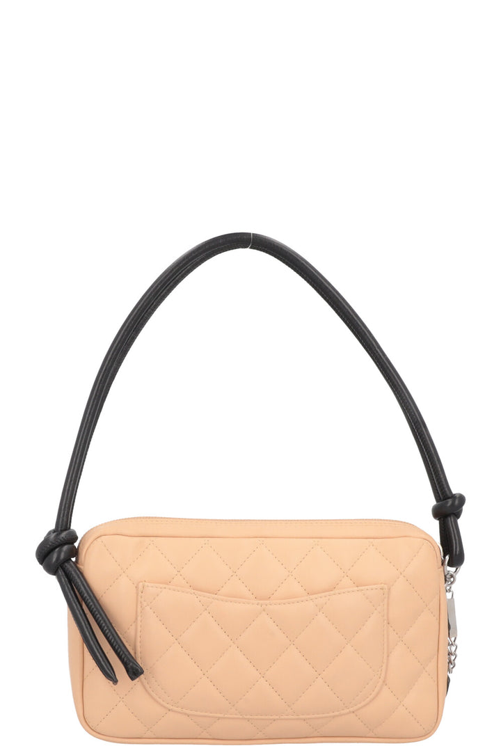 CHANEL Cambon Pochette Quilted Leather Beige