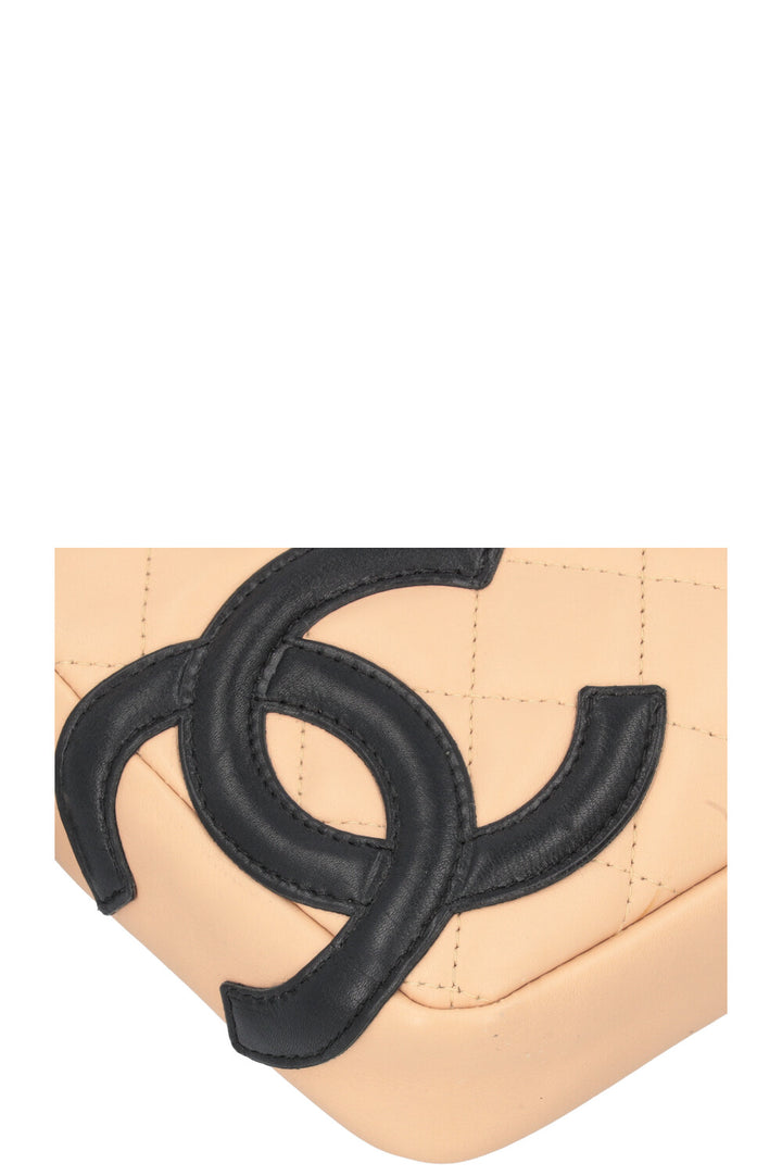 CHANEL Cambon Pochette Quilted Leather Beige