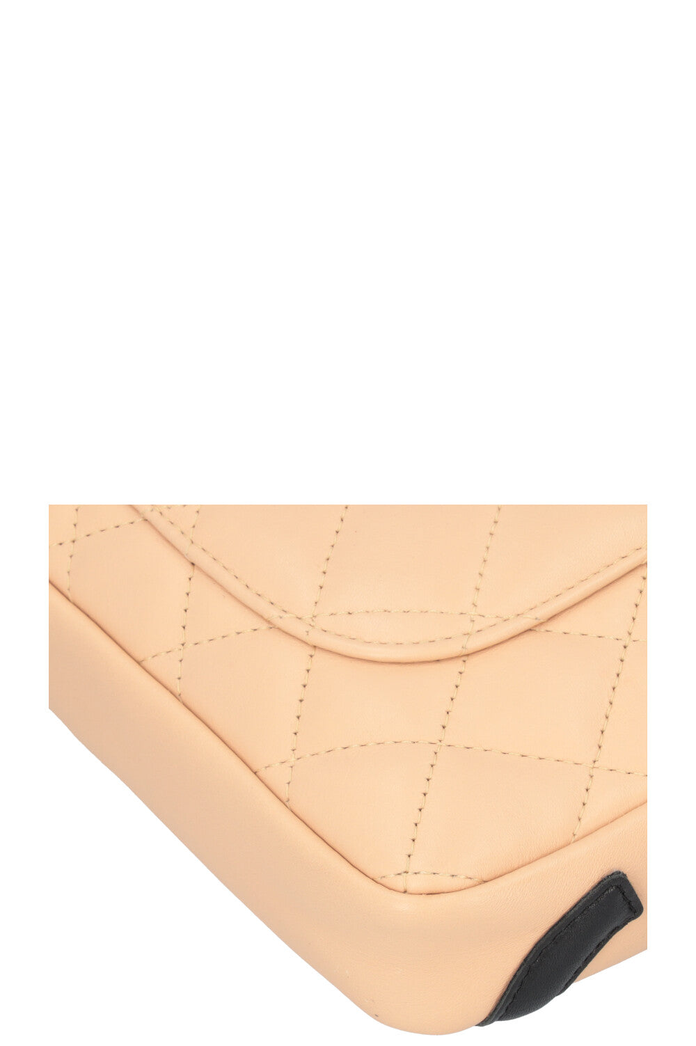 CHANEL Cambon Pochette Quilted Leather Beige