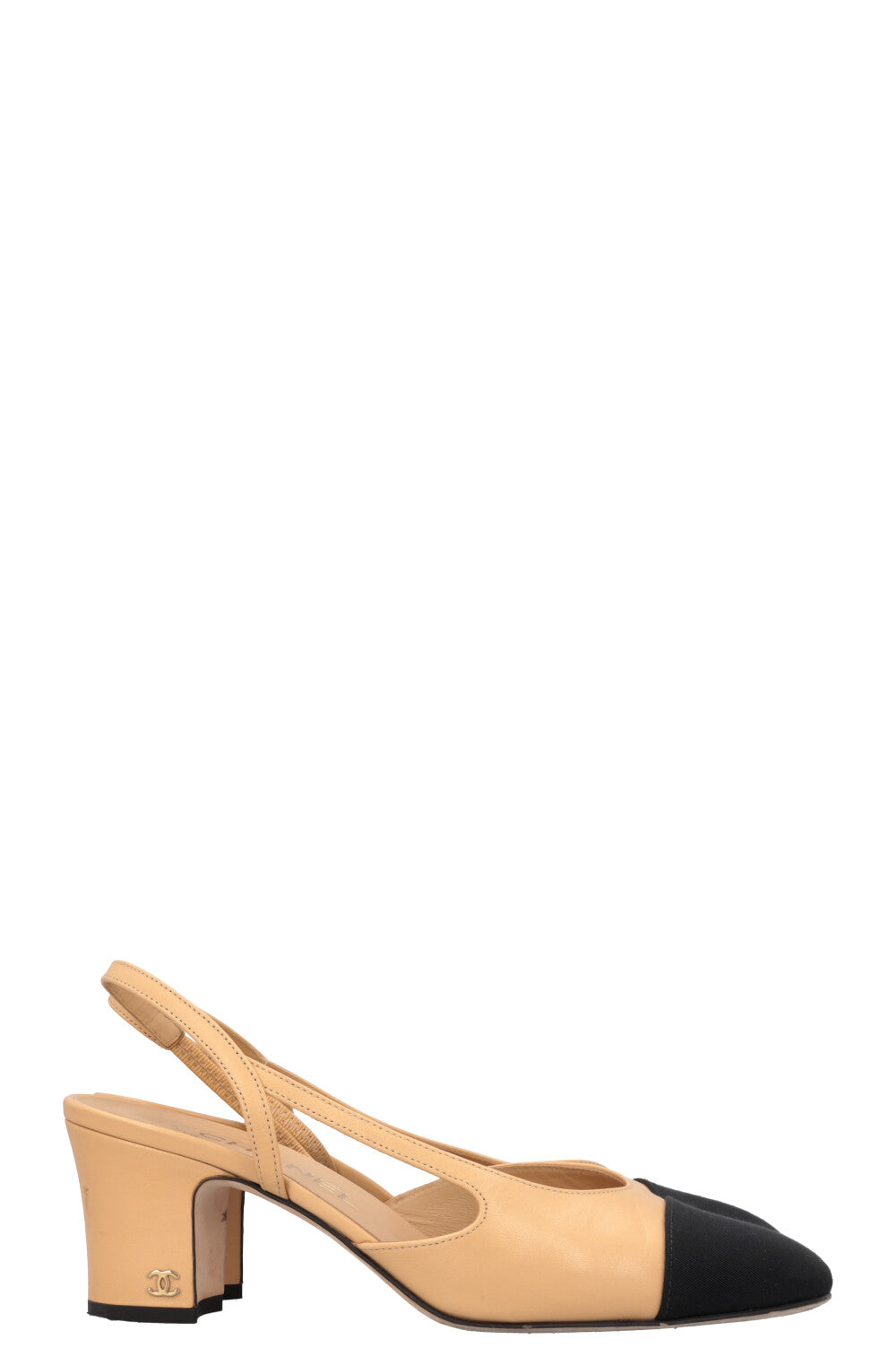 CHANEL Classic Slingback Heels Beige Black