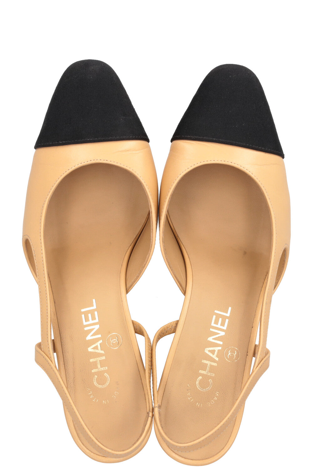 CHANEL Classic Slingback Heels Beige Black