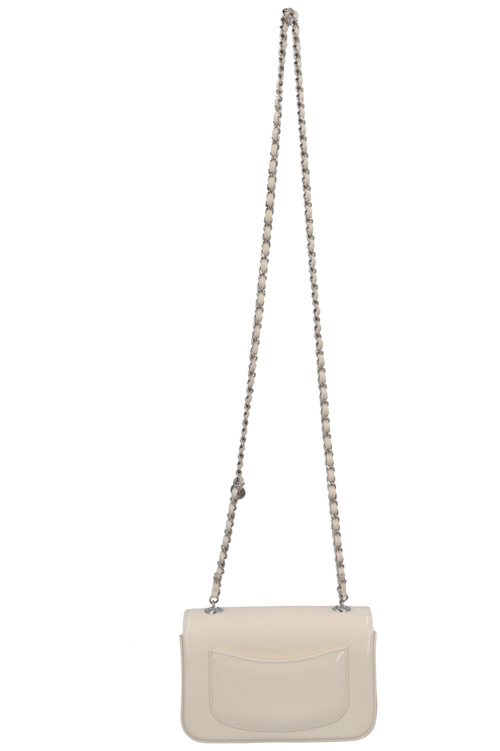 CHANEL Camellia Flap Bag Patent White