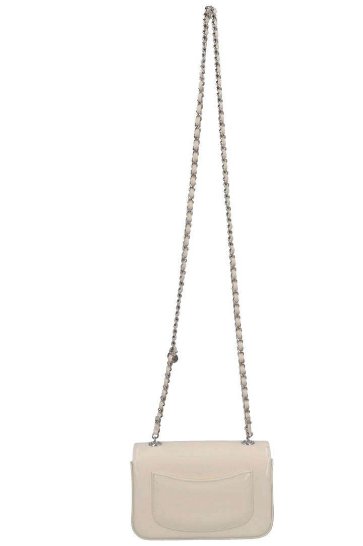 CHANEL Camellia Flap Bag Patent White