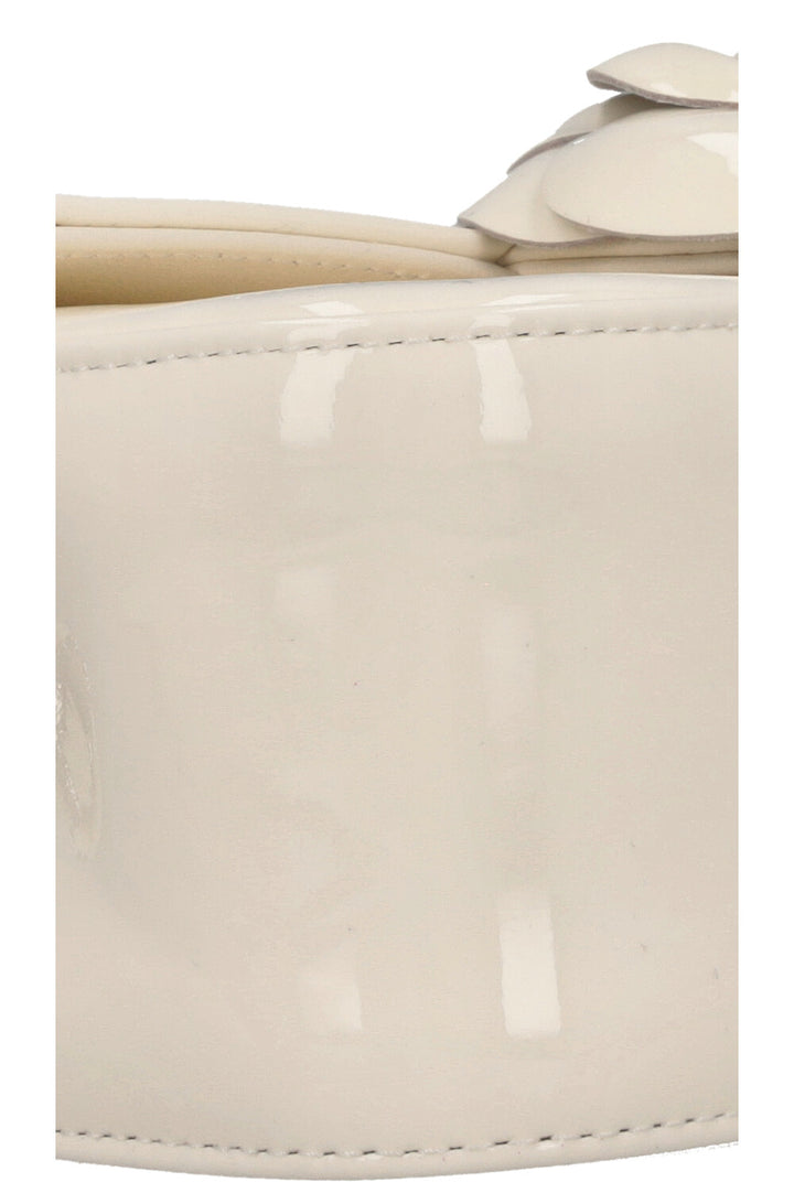 CHANEL Camellia Flap Bag Patent White