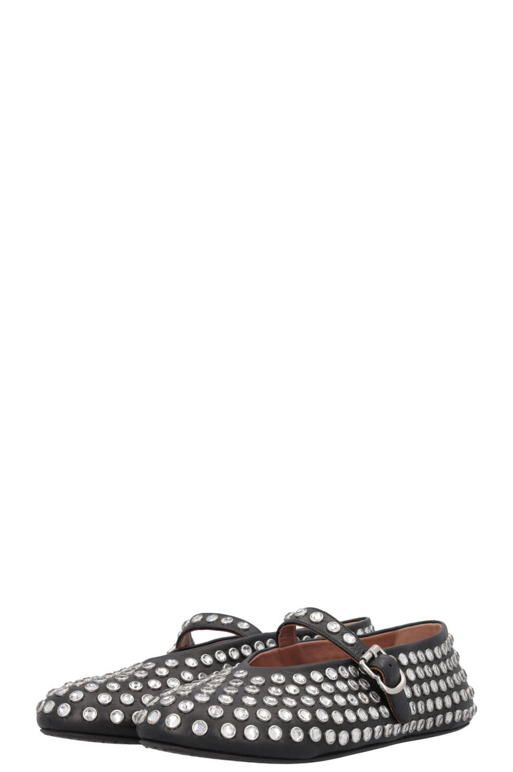 ALAIA Vienne Studded Flats Silver Black