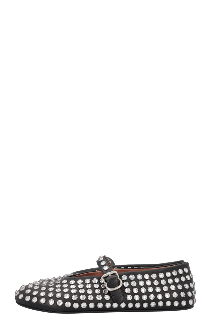 ALAIA Vienne Studded Flats Silver Black