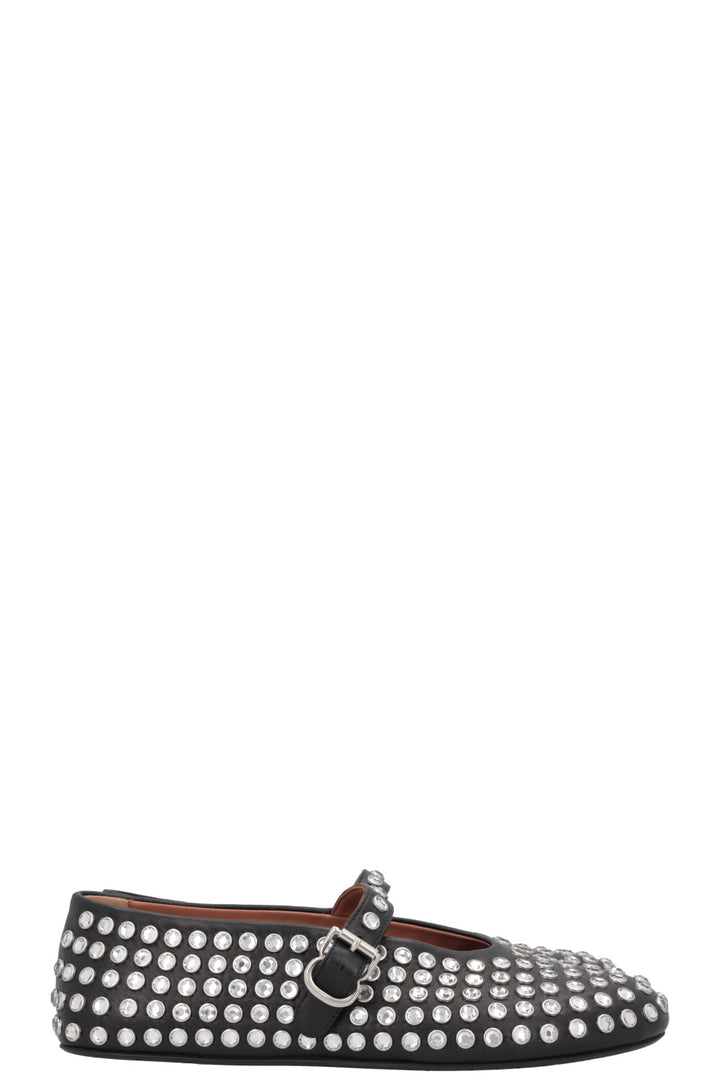 ALAIA Vienne Studded Flats Silver Black