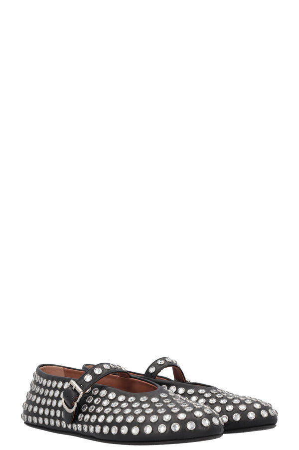 ALAIA Vienne Studded Flats Silver Black