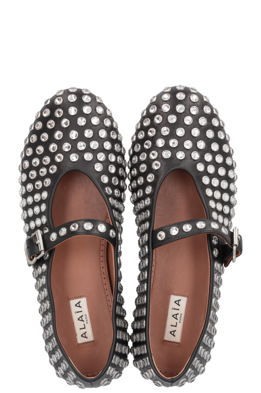 ALAIA Vienne Studded Flats Silver Black