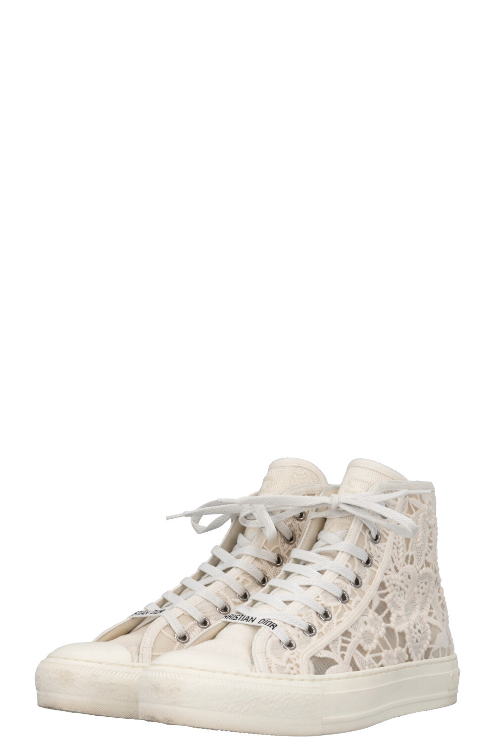 CHRISTIAN DIOR Walk'N'Dior Lace High Top Sneaker Off-White