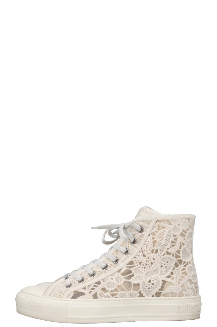 CHRISTIAN DIOR Walk'N'Dior Lace High Top Sneaker Off-White