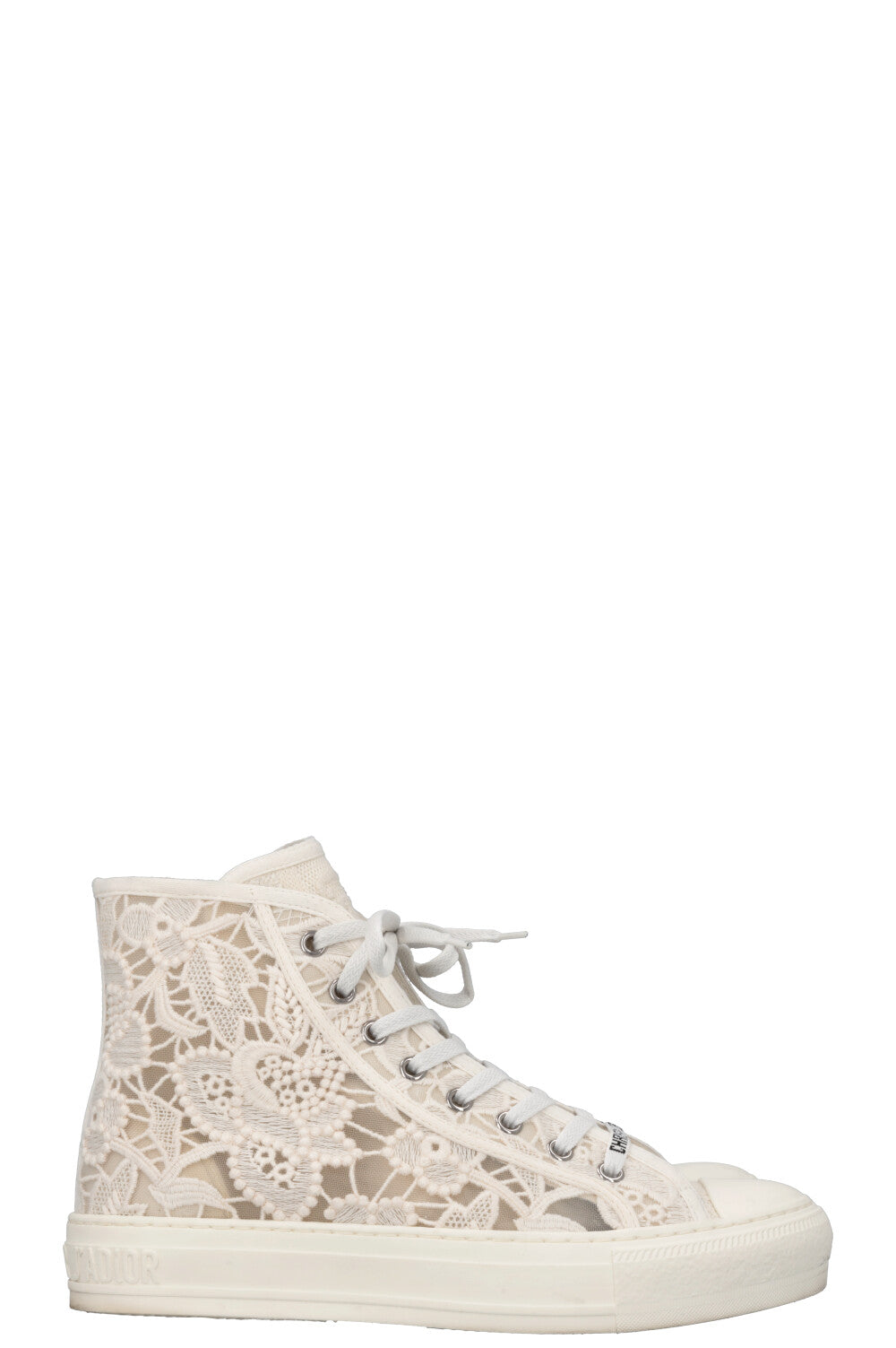 CHRISTIAN DIOR Walk'N'Dior Lace High Top Sneaker Off-White