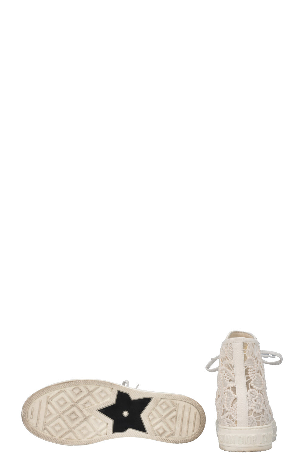 CHRISTIAN DIOR Walk'N'Dior Lace High Top Sneaker Off-White