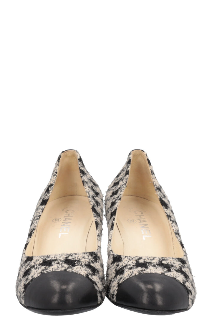 CHANEL Tweed Classic Heels Black White