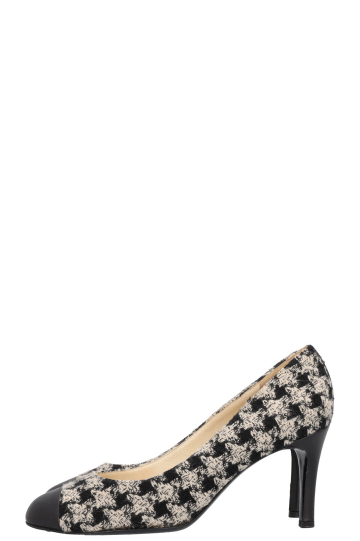 CHANEL Tweed Classic Heels Black White
