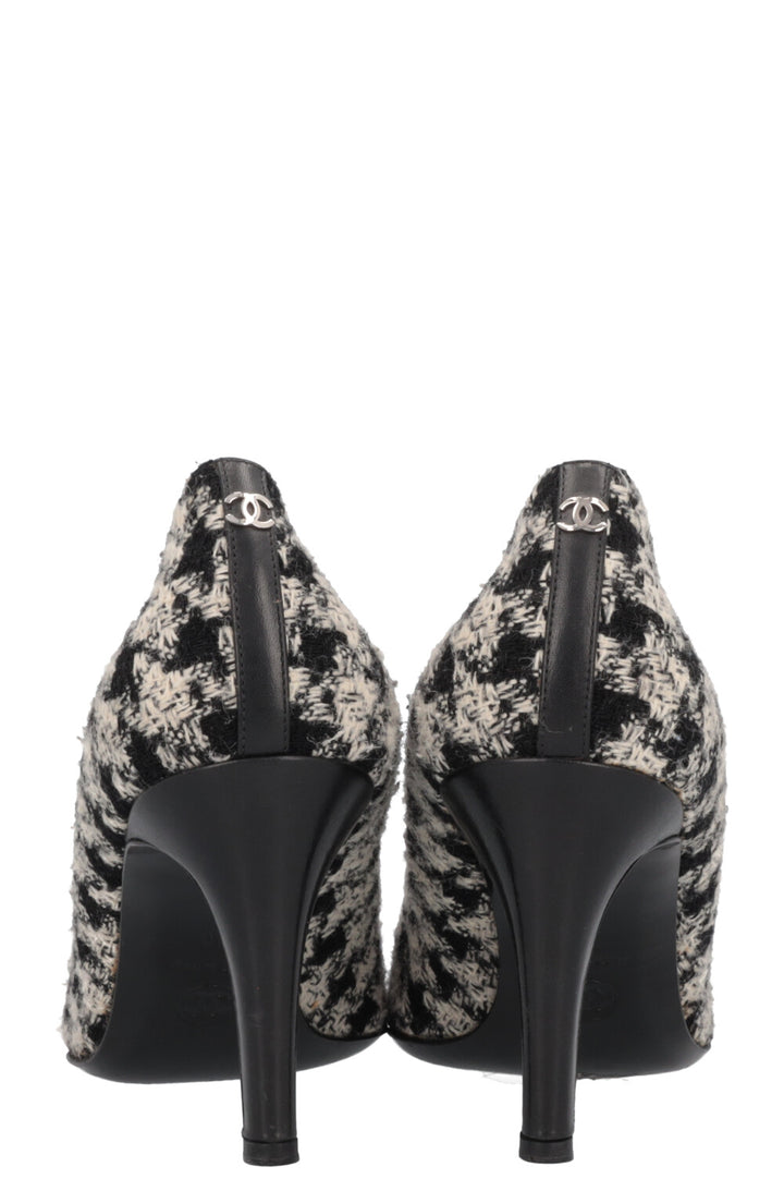 CHANEL Tweed Classic Heels Black White
