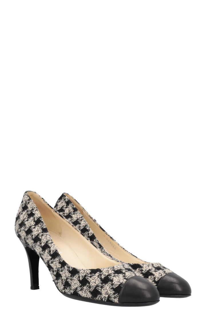 CHANEL Tweed Classic Heels Black White