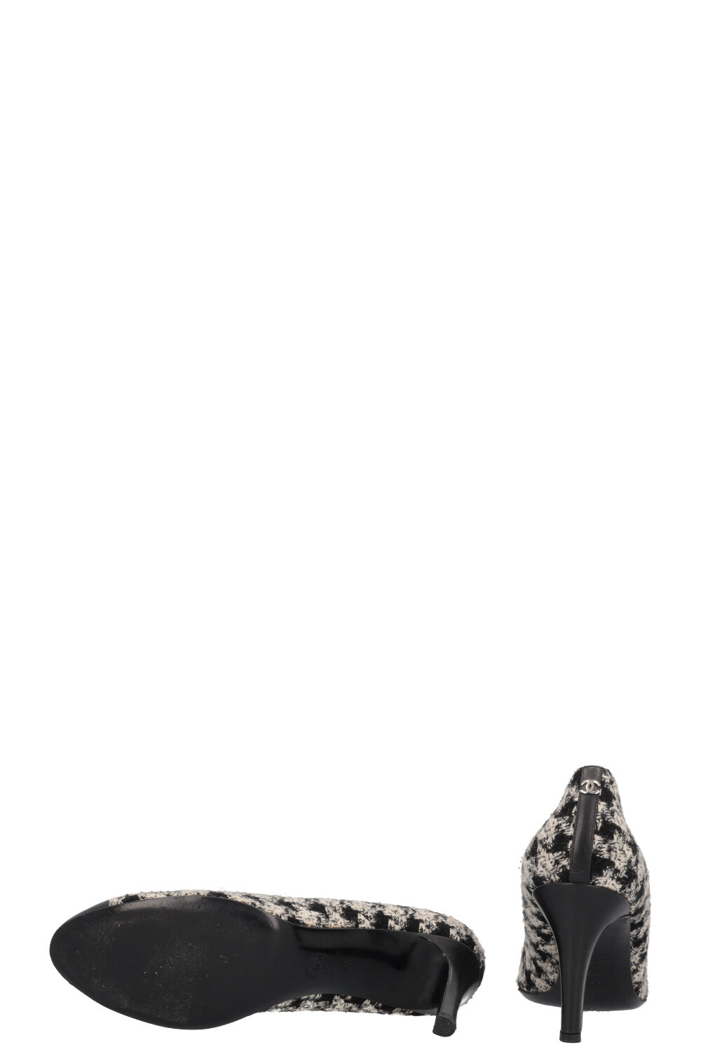 CHANEL Tweed Classic Heels Black White