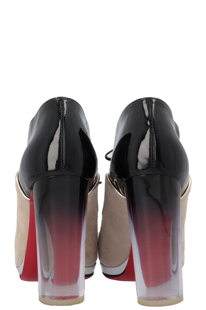 CHRISTIAN LOUBOUTIN Ettora 120 Boots Patent Suede Black Beige