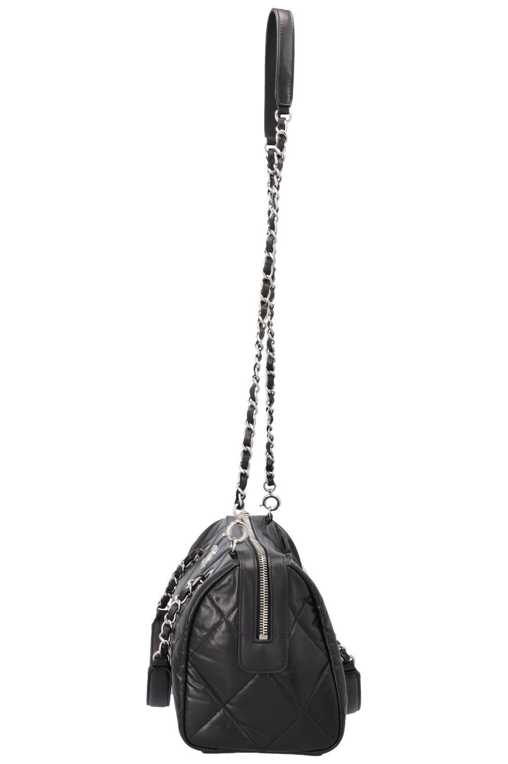CHANEL Quilted Leather CC Small Bowling Bag Black
