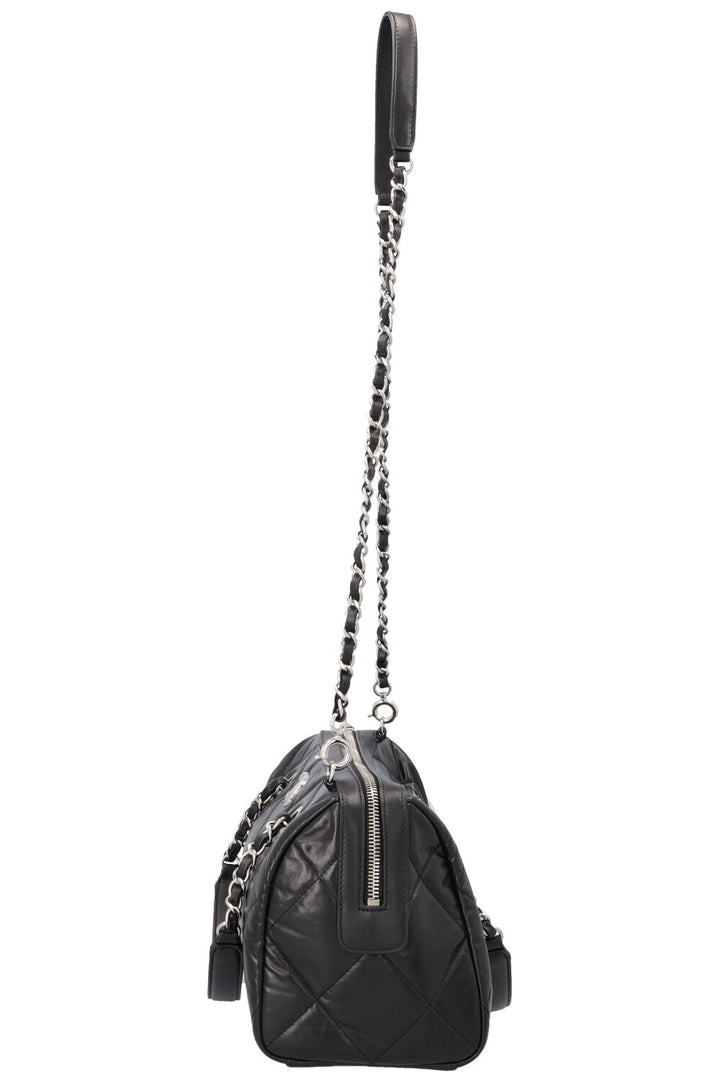 CHANEL Quilted Leather CC Small Bowling Bag Black