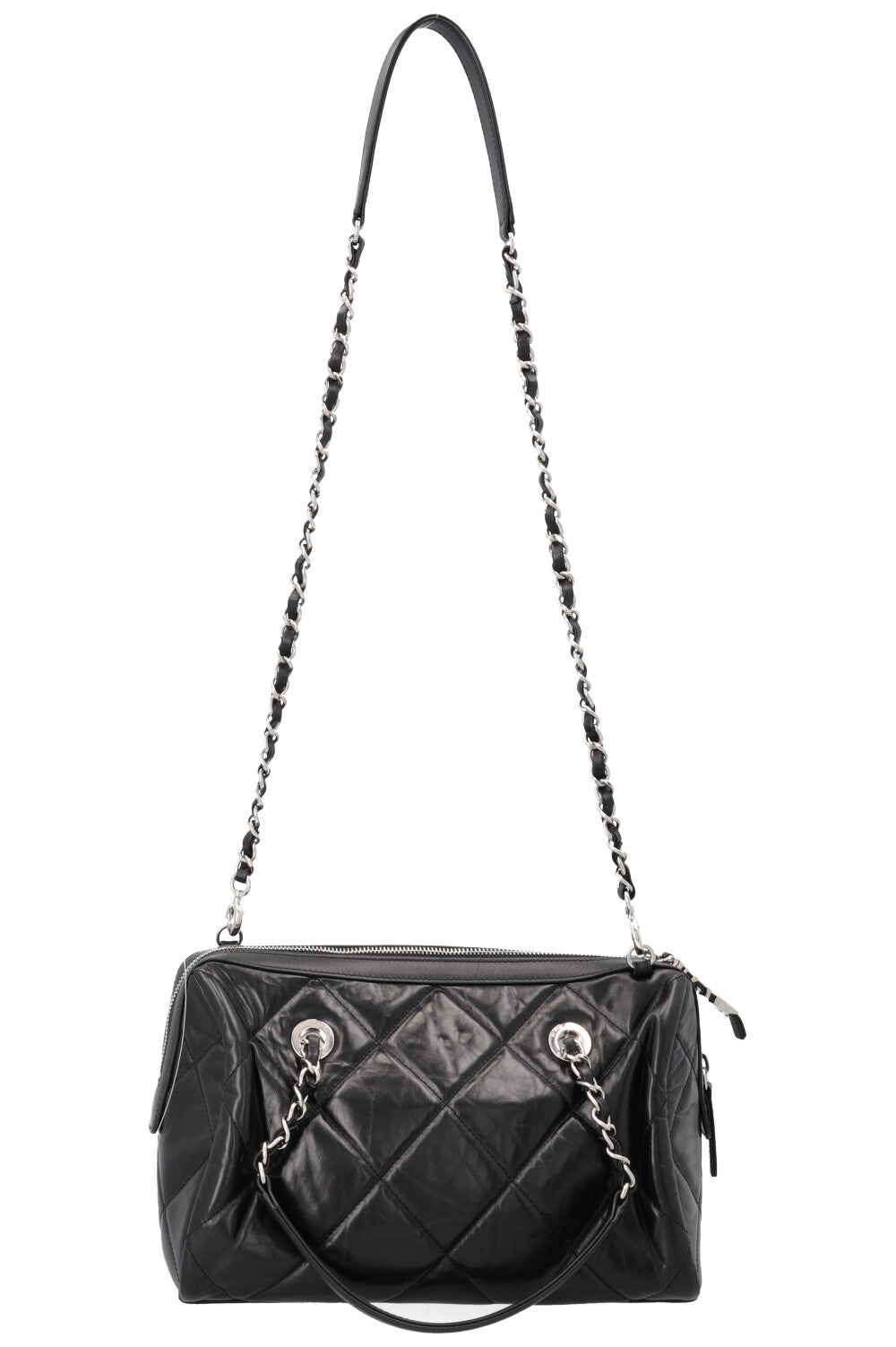 CHANEL Quilted Leather CC Small Bowling Bag Black