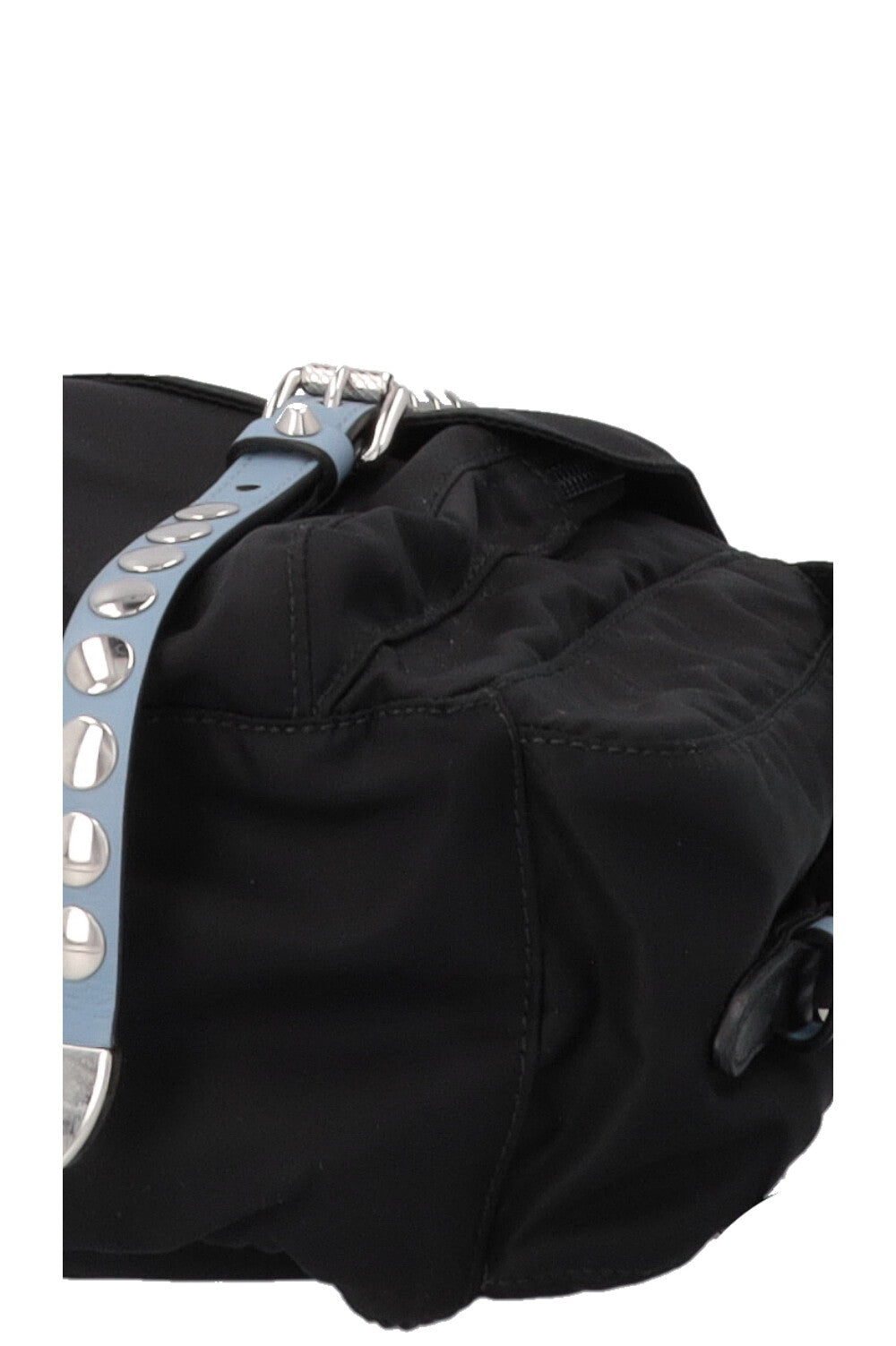 PRADA New Vela Studded Crossbody Bag Nylon Black Blue