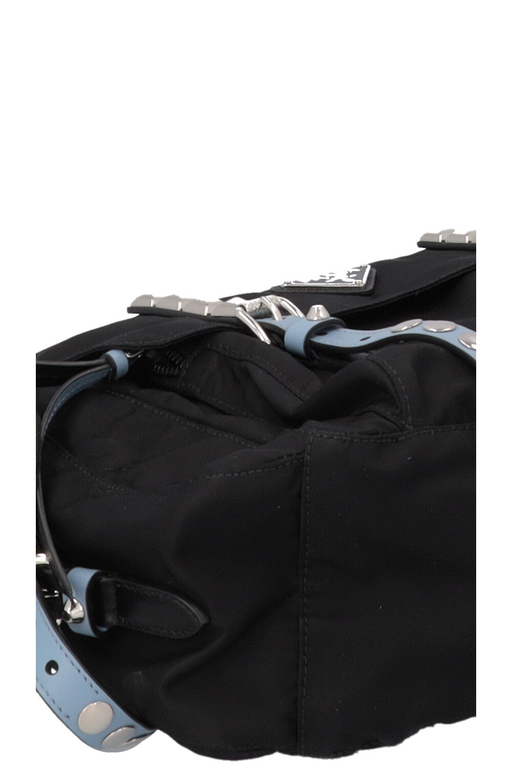 PRADA New Vela Studded Crossbody Bag Nylon Black Blue