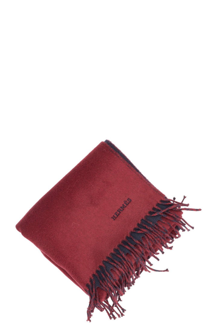HERMÈS Double Face Scarf Cashmere Navy Bordeaux