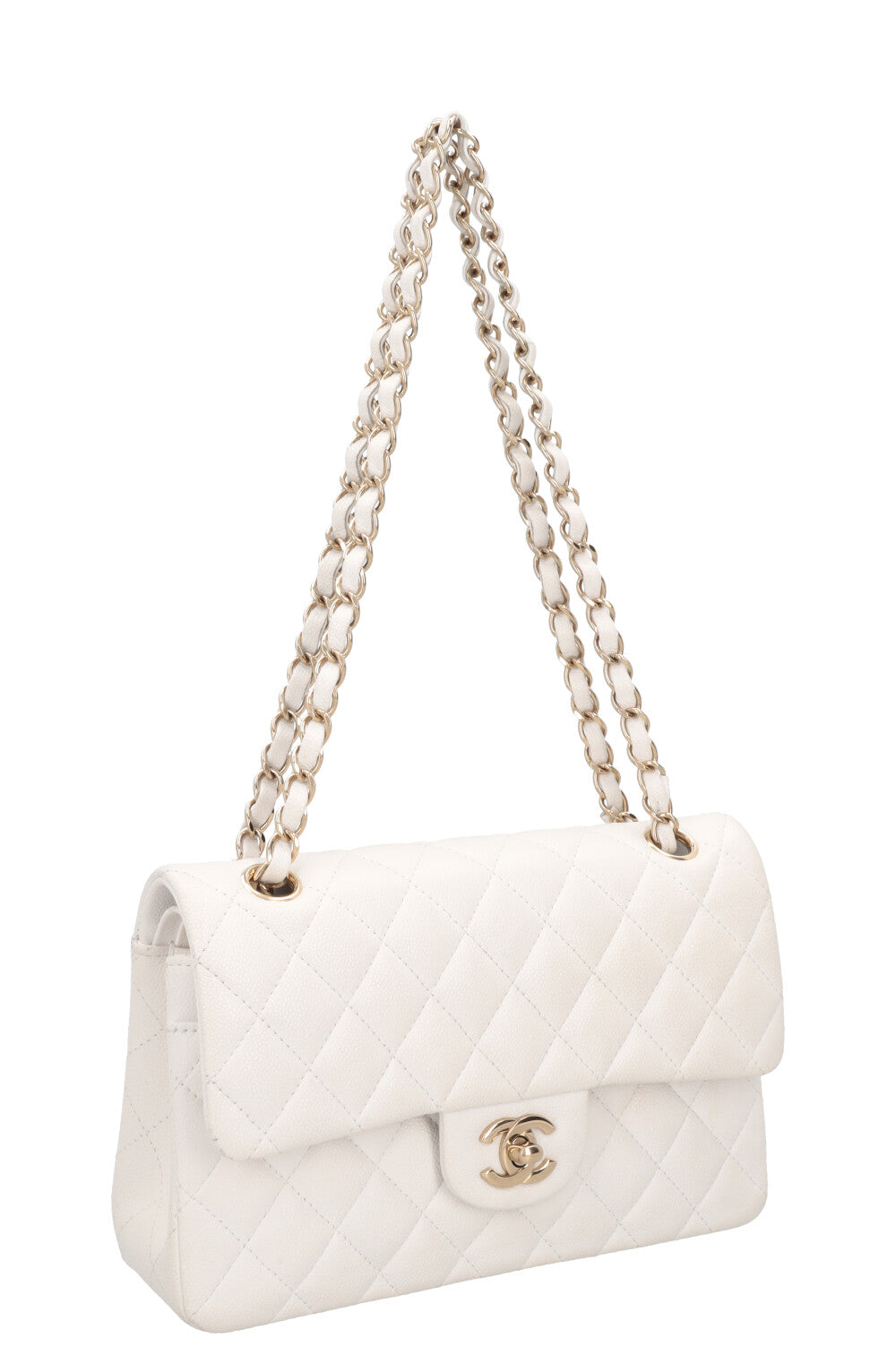 CHANEL Small Double Flap Caviar White